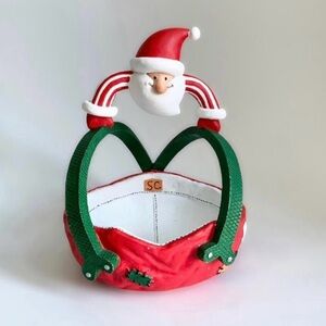 Department 56 Christmas Santa Claus Trinket Candy Dish Basket Figurine
